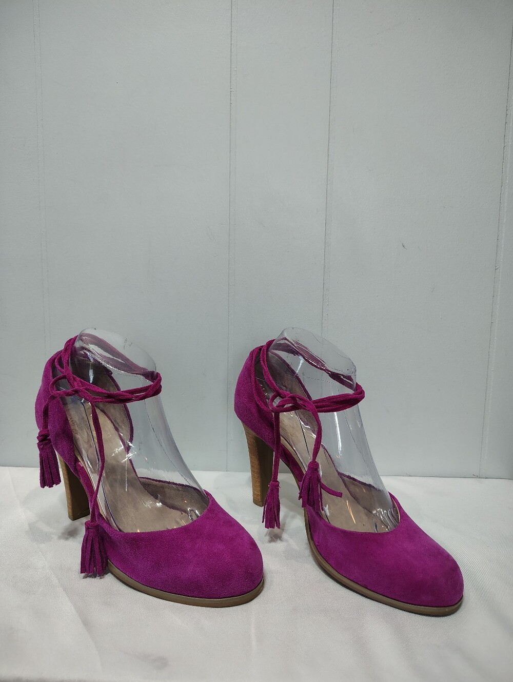 Seychelles Heritage Fuchsia Pink Suede Tassel Ankle Tie D'Orsay Heels 7